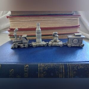 Vintage Pewter Coca-Cola Miniature Train Set